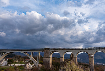 Isernia, Molise, Italy.  Santo Spirito railway bridge. View