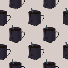 glass of coffee seamless pattern with spoon