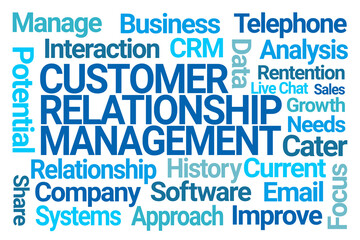 Customer Relationship Management Word Cloud on White Background