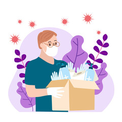 Humanitarian Support, concept of charity and donation. Give and share your love to people. Volunteering vector illustration. 