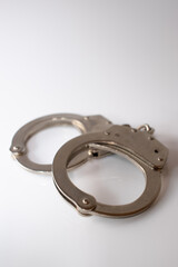 steel metal Handcuffs on  white background isolate