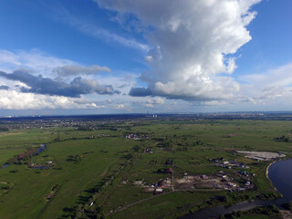 Aerial view of the saburb landscape (drone image).  Near Kiev 