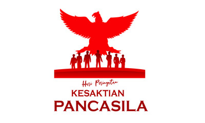 Indonesian Holiday Pancasila Day Illustration. Translation: October 01st, The Teks wrote with the Indonesian Language with translation: Happy Pancasila day.