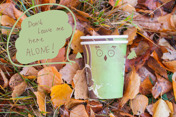 Illegal discarded coffee mug