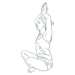 woman in tank top doing yoga exercise outline sport vector illustration