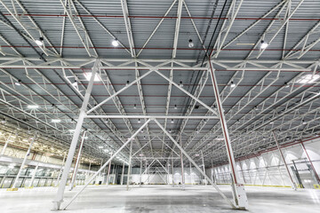 Interior of empty warehouse or garage