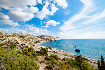Love beach. Aphrodite's Rock - Aphrodite's birthplace near Paphos City. Rock Of Aphrodite....