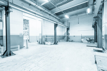 Interior of empty warehouse or garage