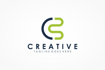 Abstract Initial Letter C Logo. Blue Green Linear Rounded Style isolated on White Background. Usable for Business and Technology Logos. Flat Vector Logo Design Template Element.
