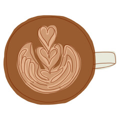 Hot art latte coffee in cup