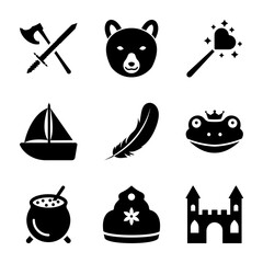 Fairy Tale Elements Solid Icons 