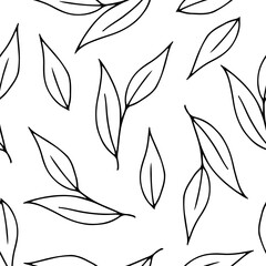 Pattern.  The pattern is made of leaves.  Drawn by a contour in smooth lines.