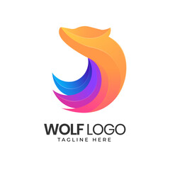 wolf gradient logo. modern logo for company, brand identity, animal
