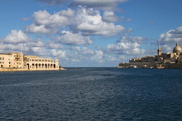 The harbour entrance between Tigne Point and Valletta on Malta