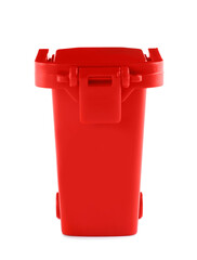 Mini red recycling bin isolated on white