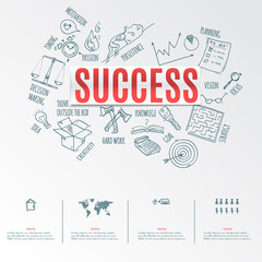 Success doodle vector concept illustration