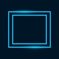 Blue neon frame on dark background, vector illustration.