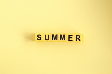 Summer creative concept. The inscription on a yellow background