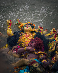 Emersion of goddess Durga idol Hooghly river Kolkata
