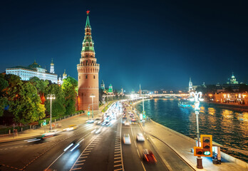 Fototapeta na wymiar Moscow Kremlin, Embankment and Moscow River, Russia