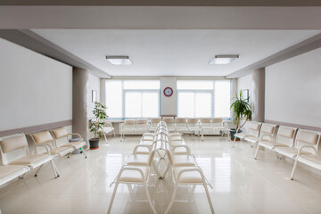 hospital patient waiting corridor  no people