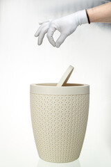 trash can with a hinged lid