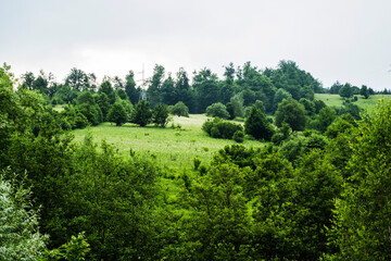 Fototapeta na wymiar Panoramic view in Gura Humorului, Suceava county, Bucovina, Romania.