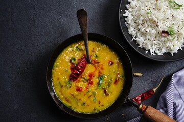 Dal Tadka /Daal fry-Indian lentil curry with Jeera rice
