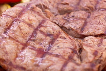 Obraz na płótnie Canvas Close up of delicious beefsteak. Grilled Ribai steak