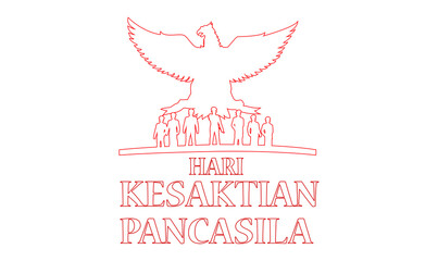 Indonesian Holiday Pancasila Day Illustration. Translation: October 01st, The Teks wrote with the Indonesian Language with translation: Happy Pancasila day.