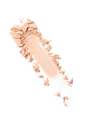 Close-up of make-up swatch. Smear of crushed nude beige color eye shadow