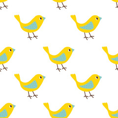 Seamless pattern with cute birds. Funny characters. Suitable for baby textiles.