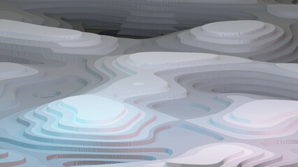 beautiful patterned background Put together in a layer like a paper, the white surface and the light color combination between blue and pink. 3d rendering on side view and clear images.