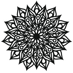 Magnificent flower vector mandala. Elegant and detailed petals. Adult antistress coloring page.
