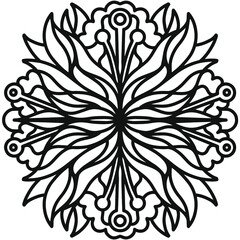 Beautiful flower vector mandala. Adult antistress coloring page. Elegant and sophisticated lines. Detailed petals.