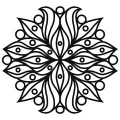 Interesting and unusual vector mandala. Flower motifs. Adult antistress coloring page. 