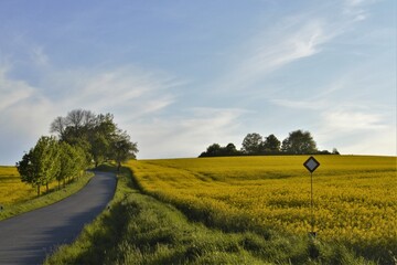 Obraz premium Sign by the road in rural areas