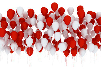 Red and white balloons. large group of celebration party balloons isolated on white background © Jezper