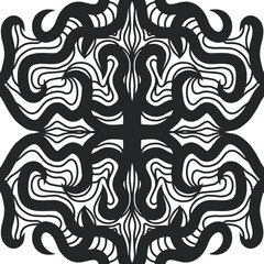 Extravagant seamless vector pattern. Adult antistress coloring elements. A lot of waved lines.