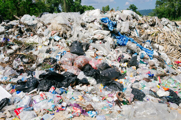 Large non biodegradable plastic waste awaiting landfill.