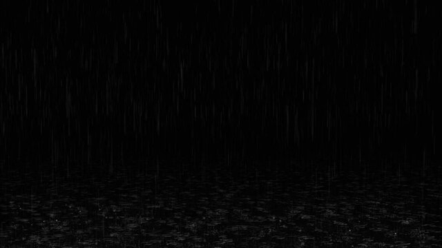 Realistic white water of raining on a black background