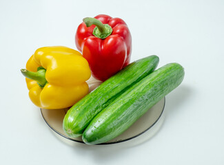 Tasty kitchen. Fresh vegetables isolated on white