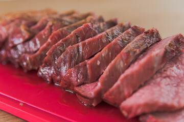 picanha a piece of meat on the bbq grill.