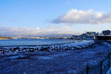 Fototapeta premium Hakodate Bay in Winter Time. Hakodate is a Famous Tourist Attraction in Hokkaido, Japan.