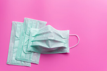 mask for protect Coronavirus, Covid 19 on colorful background. soft focus.