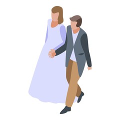 Fototapeta premium Happy wedding couple icon. Isometric of happy wedding couple vector icon for web design isolated on white background