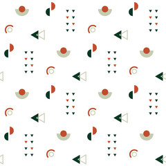 Geometric seamless pattern. Abstract geometric background with circles, triangles. Repeating texture. Vector illustration.
