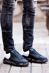 male model on clothes and shoes