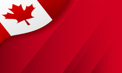 Canada background vector illustration, Canada flag waving on abstract red background with copy space. 
