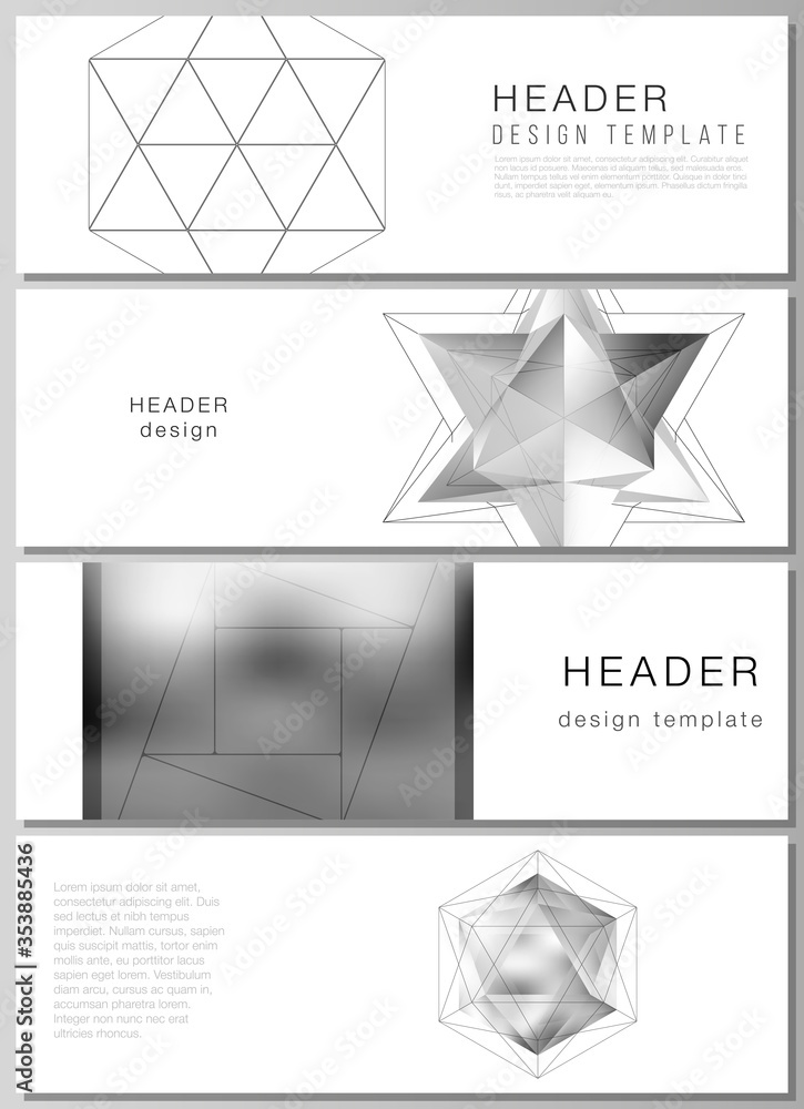 Poster the minimalistic vector illustration of the editable layout of headers, banner design templates. 3d 